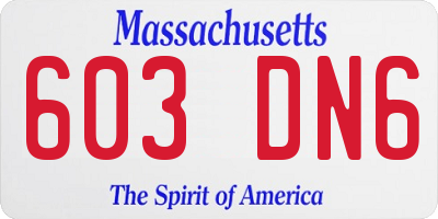 MA license plate 603DN6