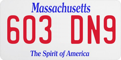 MA license plate 603DN9