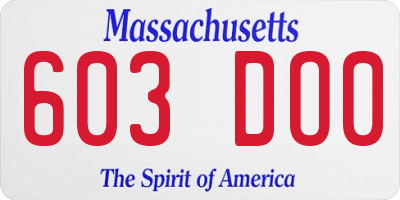MA license plate 603DO0
