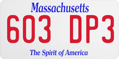 MA license plate 603DP3