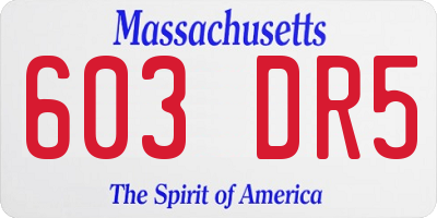 MA license plate 603DR5