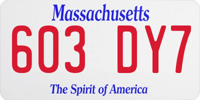 MA license plate 603DY7