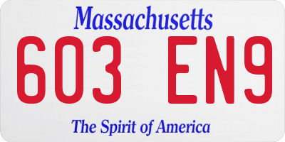 MA license plate 603EN9