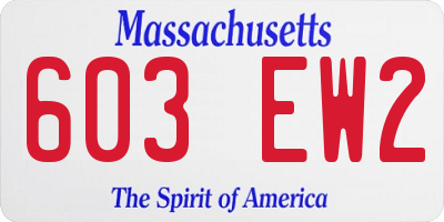 MA license plate 603EW2