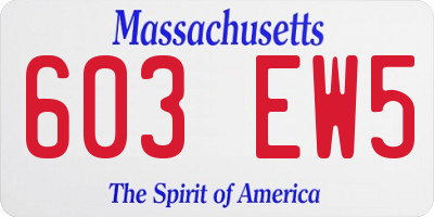 MA license plate 603EW5