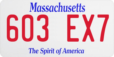MA license plate 603EX7