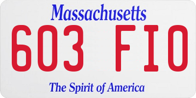 MA license plate 603FI0
