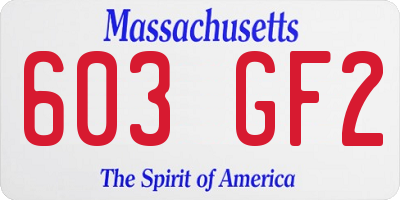 MA license plate 603GF2