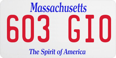 MA license plate 603GI0