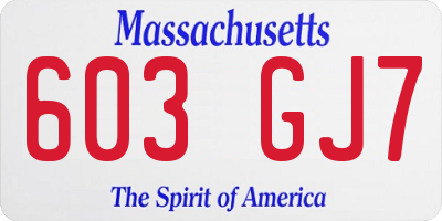MA license plate 603GJ7