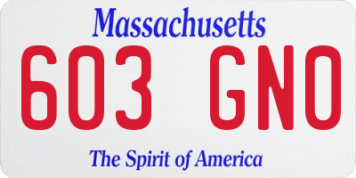 MA license plate 603GN0
