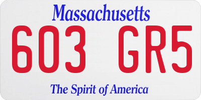 MA license plate 603GR5
