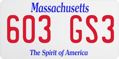 MA license plate 603GS3