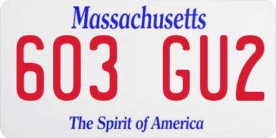 MA license plate 603GU2