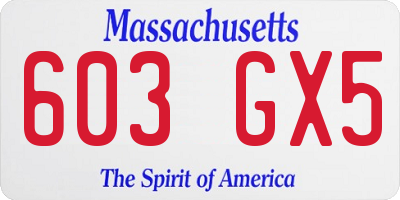 MA license plate 603GX5