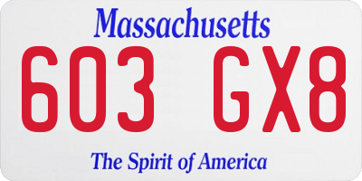 MA license plate 603GX8