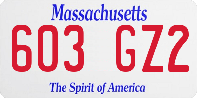 MA license plate 603GZ2