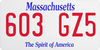 MA license plate 603GZ5