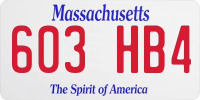 MA license plate 603HB4