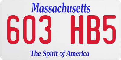MA license plate 603HB5