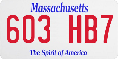 MA license plate 603HB7