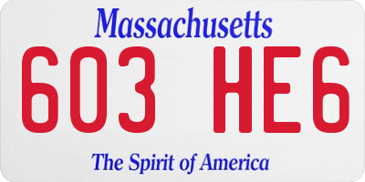MA license plate 603HE6