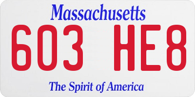 MA license plate 603HE8