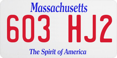 MA license plate 603HJ2