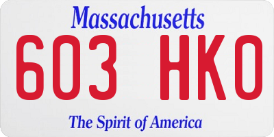 MA license plate 603HK0