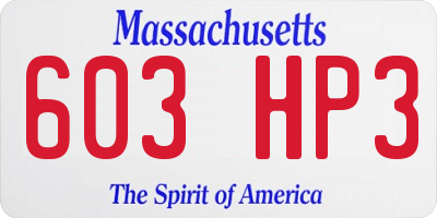 MA license plate 603HP3