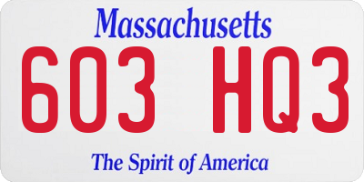 MA license plate 603HQ3