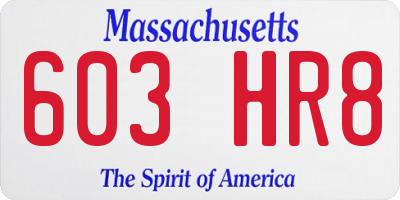 MA license plate 603HR8