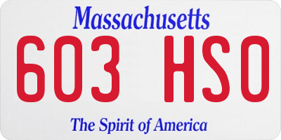 MA license plate 603HS0