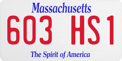 MA license plate 603HS1