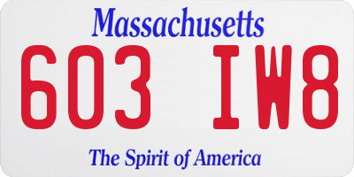 MA license plate 603IW8