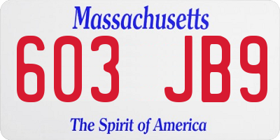 MA license plate 603JB9