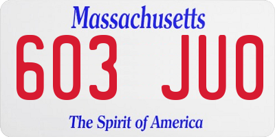MA license plate 603JU0