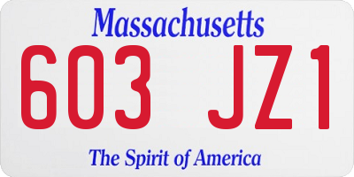 MA license plate 603JZ1