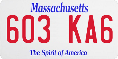 MA license plate 603KA6