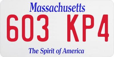 MA license plate 603KP4