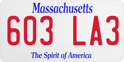 MA license plate 603LA3