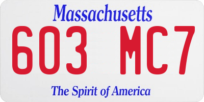 MA license plate 603MC7
