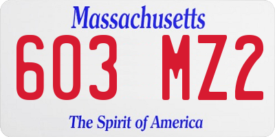 MA license plate 603MZ2