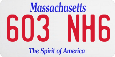 MA license plate 603NH6