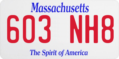 MA license plate 603NH8