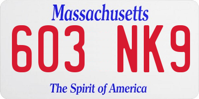 MA license plate 603NK9