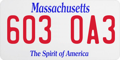 MA license plate 603OA3