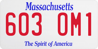 MA license plate 603OM1