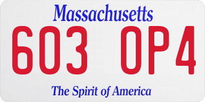 MA license plate 603OP4