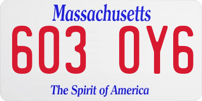 MA license plate 603OY6